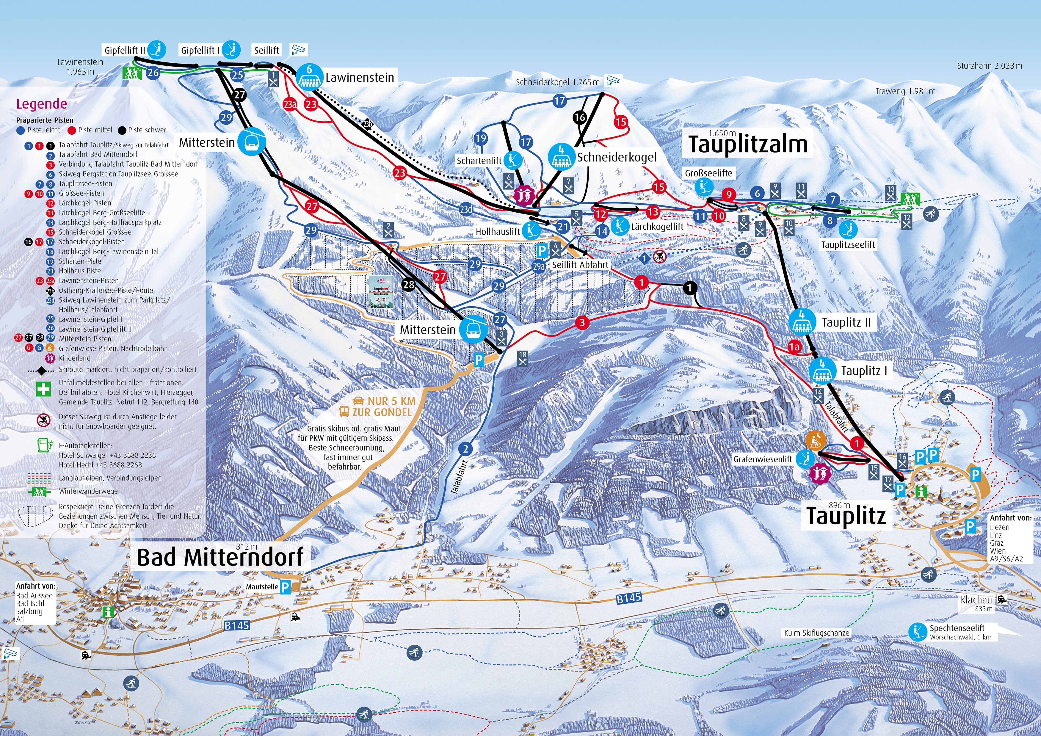 Pistekaart van het skigebied Tauplitz – Bad Mitterndorf