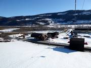 Het station Kvitfjell ligt direct bij het skigebied.