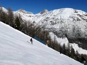 Zwarte piste bij de gondellift Tagliede-Costaccia