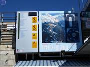 Pistekaart met actuele bedrijfsinformatie bij het dalstation Falzeben