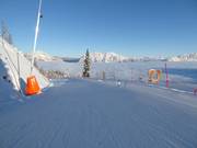 Makkelijke dalafdaling parallel aan de rodelbaan