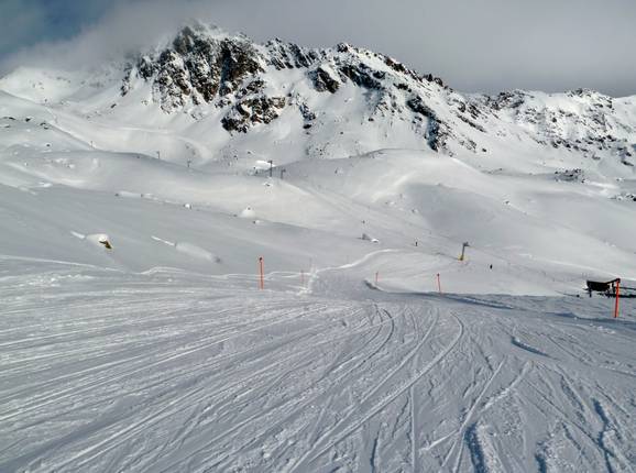 Afdaling naar de sleeplift Madrisa