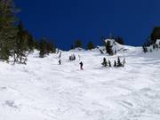 Steil terrein vanaf de High Traverse