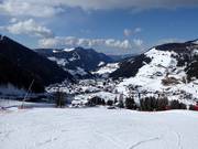 Uitzicht op de accommodaties in Wolkenstein