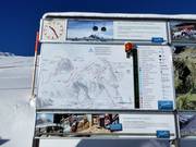 Pistekaart met actuele bedrijfsinformatie bij het bergstation