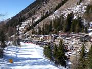 Uitzicht op de accommodaties in Pampeago