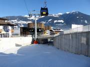 Einde van de dalafdaling in Fügen direct bij de Spieljochbahn