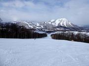 Uitzicht op het Rusutsu Resort met West Mt.
