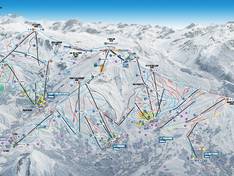 Pistekaart Les Sybelles – Le Corbier/La Toussuire/Les Bottières/St Colomban des Villards/St Sorlin/St Jean d’Arves