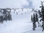 Steil terrein bij de stoeltjeslift Great Western Express