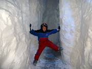 De kinderen hebben plezier in de sneeuwwereld