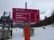 Pistebewegwijzering in het skigebied van Saas-Fee