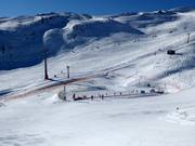 Afgebakend beginnersgebied bij het bergstation van de gondelbaan