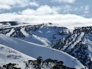 Uitzicht op de poedersneeuwhellingen The Orchard