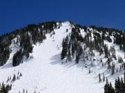 Steil terrein vanaf de High Traverse