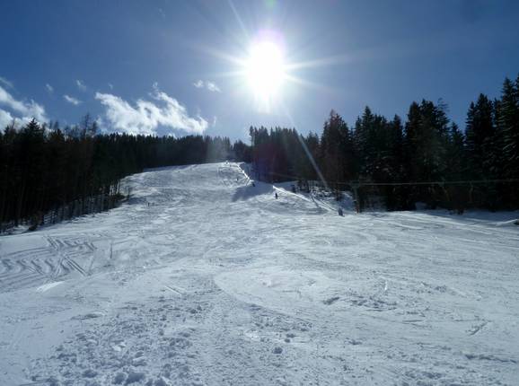 Uitzicht op de zware piste