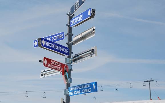 Val d'Arly: oriëntatie in skigebieden – Oriëntatie Espace Diamant – Les Saisies/Notre-Dame-de-Bellecombe/Praz sur Arly/Flumet/Crest-Voland