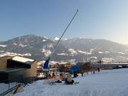 Sneeuwlans bij het dalstation