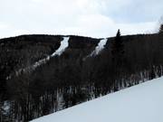 Uitzicht op de moeilijke pistes La Fénomène en L'Ecore