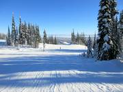 Start van de gemakkelijke pistes op de berg