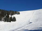 Diepe sneeuwhellingen bij de stoeltjeslift Kühhageralm