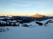 Zonsondergang in het skigebied Postalm