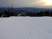 Perfect geprepareerde piste in het skigebied Tremblant