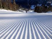 Vers vers geprepareerde piste in het skigebied Loser