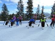 Mauro Bernardi - de eerste skileraar voor mensen met een beperking in Italië - met zijn groep