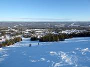 Uitzicht over het skigebied Lindvallen in Sälen
