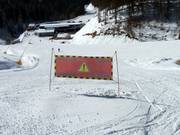 Gevaarlijke plekken worden duidelijk gemarkeerd.