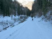 Skiwegen aan het einde van de skiroute naar Vandans