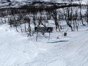 Pistebewegwijzering in het skigebied Björkliden