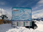 Pistekaart met informatie over de geopende pistes