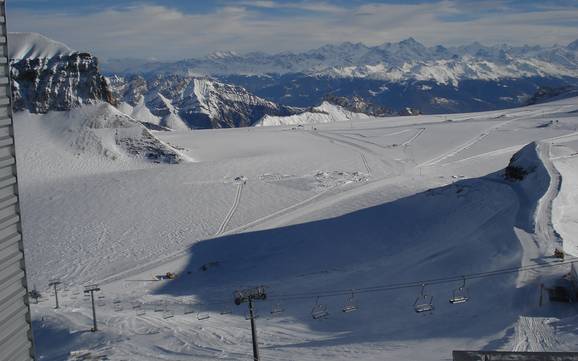 Grootste hoogteverschil in de vakantieregio Gstaad – skigebied Glacier 3000 – Les Diablerets