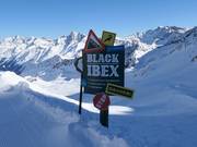 Waarschuwing voor de extreem steile piste Black Ibex