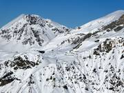Uitzicht op de verbindingsliften Flexenbahn en Trittkopf