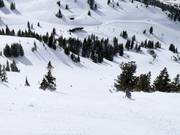 Steil terrein vanaf de High Traverse