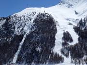 Uitzicht op de moeilijke piste Galen bij de Plattjen