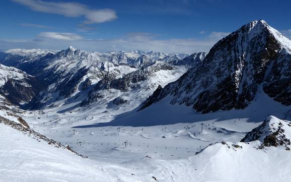 Grootste hoogteverschil in de Stubaier Alpen – skigebied Stubaier Gletscher