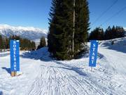 Start van de rodelbaan op de Mutterer Alm