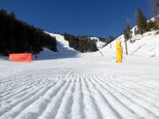 Perfect geprepareerde piste op de Bald Mountain in Sun Valley