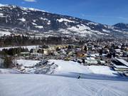 Worldcuppiste met uitzicht op Lienz