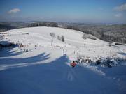 Enige uitdaging in het skigebied: De bovenste helling bij Steinbrink