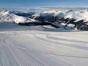 Perfect geprepareerde piste op de Jakobshorn