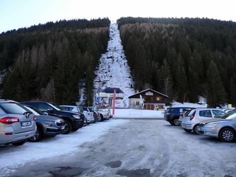 Alta Valtellina: bereikbaarheid van en parkeermogelijkheden bij de skigebieden – Bereikbaarheid, parkeren Cima Piazzi/San Colombano – Isolaccia/Oga