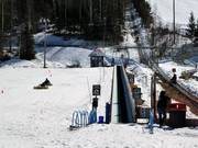 Transportband en oefenterrein in het dal