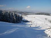 De korte steile helling in het bovenste gedeelte