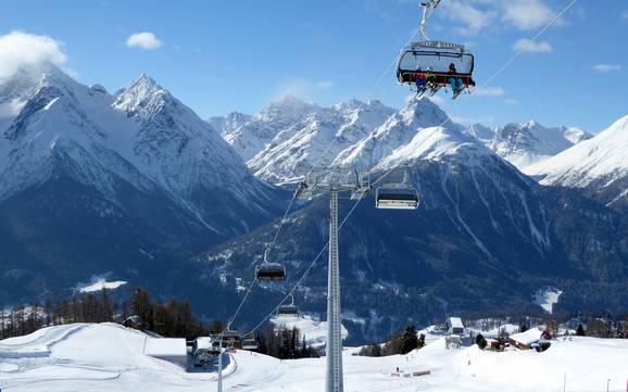 Grootste hoogteverschil in de vakantieregio Engadin Samnaun Val Müstair – skigebied Scuol – Motta Naluns