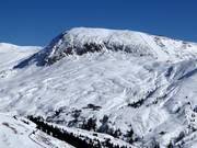 Uitzicht op de moeilijke piste Mittager I